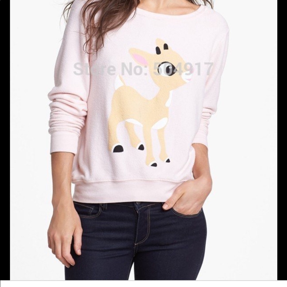 Wildfox Holiday BBJ Reindeer 2015 top Sweater/Sweatshirt Vintage
